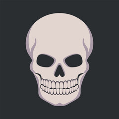 Evil human skull on black background. Skull icon emblem logo. Vector illustration