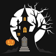 Halloween background with house