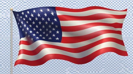 Fototapeta premium 4 th July transparent American flag background.