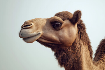 Obraz premium Close-up of a Camel's Face with Soft Details A camel's face captured in close-up, highlighting its textured fur and facial expression