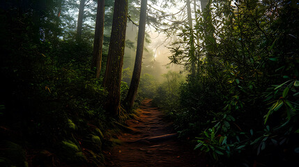 Obraz premium morning in the forest. Generative AI