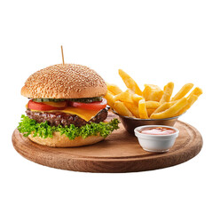 Burger & Fries PNG isolated on Transparent background