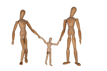 Wooden puppet doll marionette family