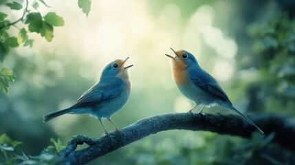 Enchanted songbirds, their melodies capable of healing and soothing troubled hearts - Generative AI