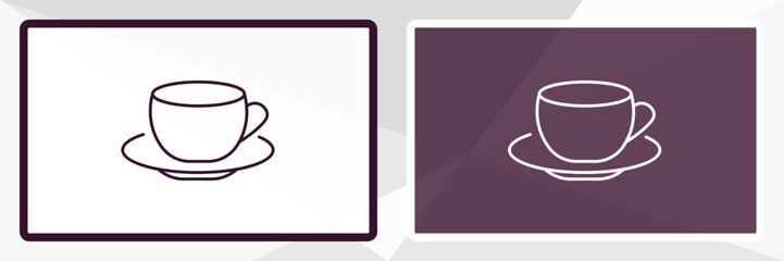 saucer outline icon. Linear vector from kitchen concept. Thin line white and black saucer icon isolated on white and dark background