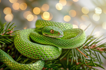 Fototapeta premium Beautiful greeting card with holiday composition for happy and joy celebrate New Year