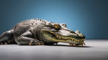 Fototapeta premium Close-Up of a Crocodile with Striking Yellow Eyes