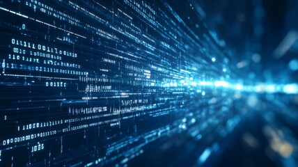 Dynamic Blue Background with Cascading Data Streams
