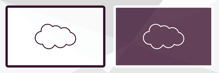 cloud outline icon. Linear vector from internet security concept. Thin line white and black cloud icon isolated on white and dark background