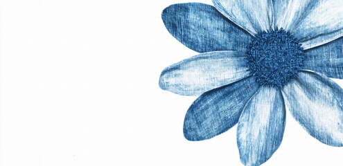 blue Denim flower on a white background