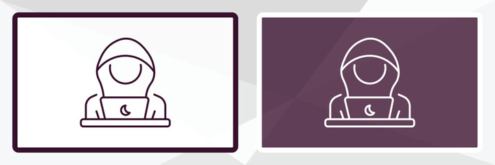 hacker outline icon. Linear vector from internet security concept. Thin line white and black hacker icon isolated on white and dark background