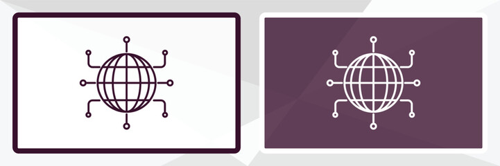 global network outline icon. Linear vector from internet security concept. Thin line white and black global network icon isolated on white and dark background