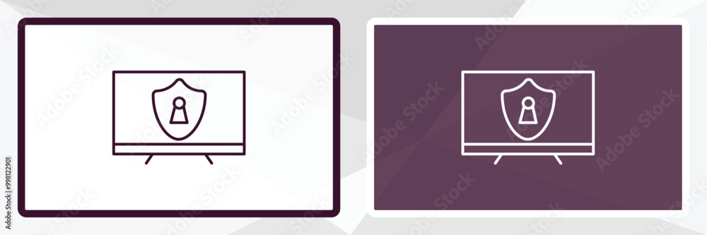 Poster monitor security outline icon. linear vector from internet security concept. thin line white and bla