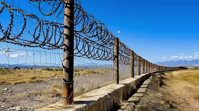 a barbed wire fence