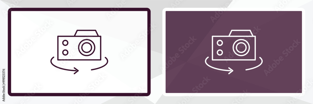 Aufkleber rotate camera outline icon. linear vector from internet security concept. thin line white and black 