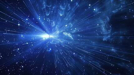 Fototapeta premium Vector Abstract, science, futuristic, energy technology concept. Digital image of light rays, stripes lines with blue light background