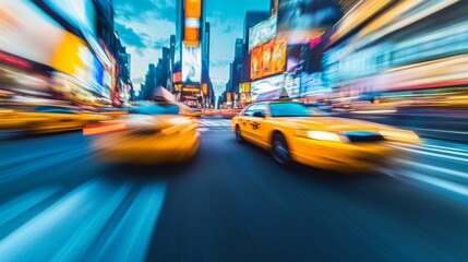 taxi new york movement traffic street city night evening