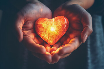 Fototapeta premium Beautiful decorative heart in strong human hands