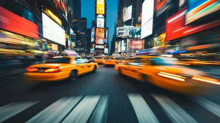 taxi new york movement traffic street city night evening