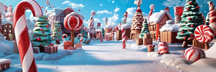 Playful 3D Candyland Christmas Scene