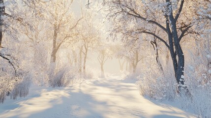 Winter Wonderland: A Snow-Covered Forest Path