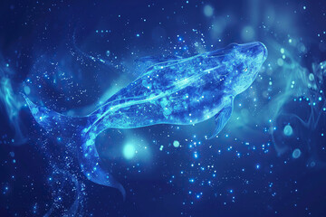 Fototapeta premium Astrological composition with concept of Pisces zodiac sign symbol