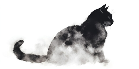 Mystical Black Cat in Smoke