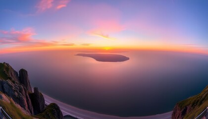  A breathtaking panoramic view of the sunrise over the island of Sylt, Schleswig-Holstein, Germany, generative ai