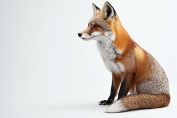 Obraz premium Red Fox Sitting Calmly with Upright Posture A red fox sitting alertly, observing its surroundings with focus and poise