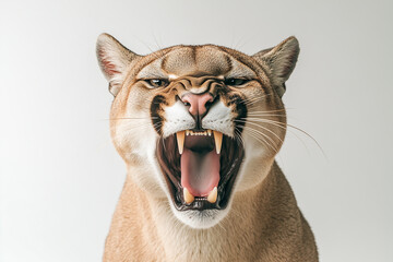 Mountain Lion Roaring with Open Mouth
A close-up of a mountain lion mid-roar, displaying sharp teeth and fierce expression
