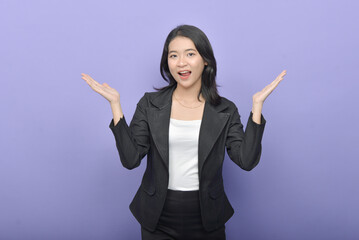 Asian Business Woman Wearing a Black Suit