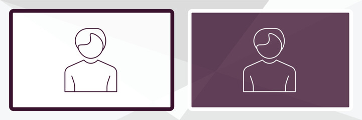 man outline icon. Linear vector from human resources concept. Thin line white and black man icon isolated on white and dark background