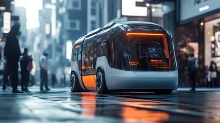 Fototapeta premium An autonomous shuttle bus banner in modern format