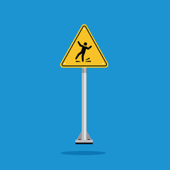 Slip warning on yellow triangle board. Suitable for posters and web icons	