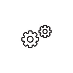 Line drawing of two gears on icon. Minimalist line art of two interconnected gears, symbolizing mechanics or engineering. Editable icon.
