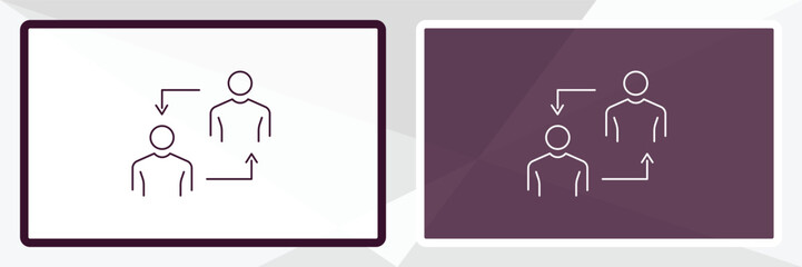 change personal outline icon. Linear vector from human resources concept. Thin line white and black change personal icon isolated on white and dark background