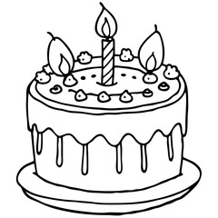 birthday cake sketch drawing