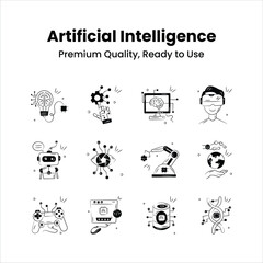 Get this amazing icons set of artificial intelligence