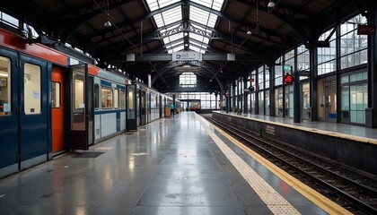 Fototapeta premium Train at the Station Platform