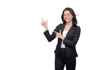 Asian Business Woman Wearing a Black Suit