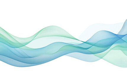 Abstract blue and green wave lines on a white background