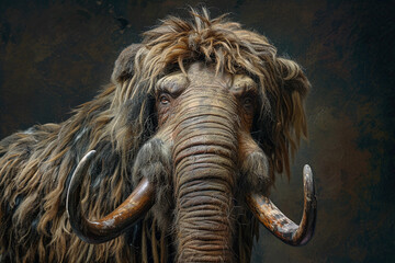 Obraz premium Fantastically beautiful majestic mammoth in its natural habitat with large tusks