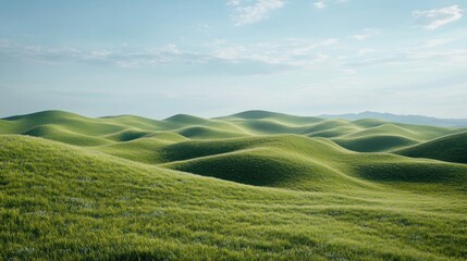 Obraz premium Rolling Green Hills Under Blue Sky