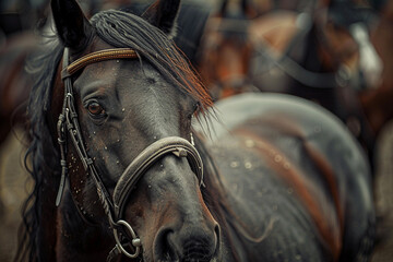 Equestrian sports training, young person learn to ride horse, pure breed animal Generative AI