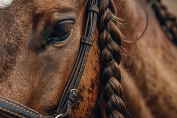 Equestrian sports training, young person learn to ride horse, pure breed animal Generative AI