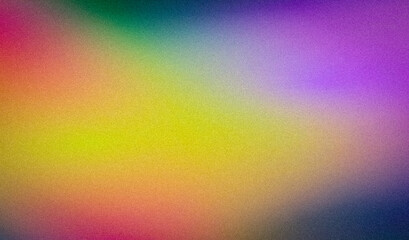 Grainy gradient background, magenta yellow green purle blue abstract color wave black backdrop, noisy texture banner header poster design