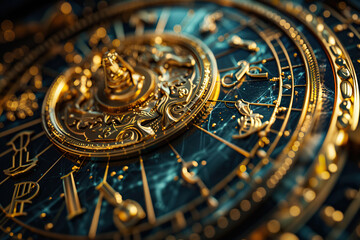 Astrological composition with zodiac circle in signs and symbols