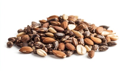 Roasted seeds on white background