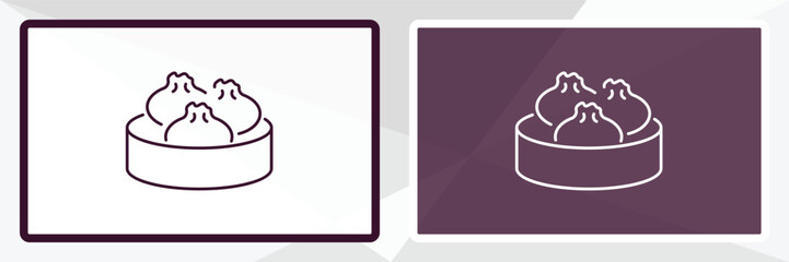 dim sum outline icon. Linear vector from hotel concept. Thin line white and black dim sum icon isolated on white and dark background