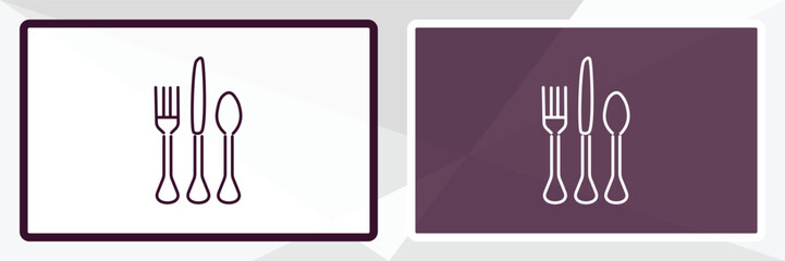 eating utensils outline icon. Linear vector from hotel concept. Thin line white and black eating utensils icon isolated on white and dark background